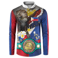 Custom Philippines World Champion Boxing Button Sweatshirt Eagle-Grunge Design - Polynesian Pride