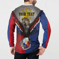 Custom Philippines World Champion Boxing Button Sweatshirt Eagle-Grunge Design - Polynesian Pride