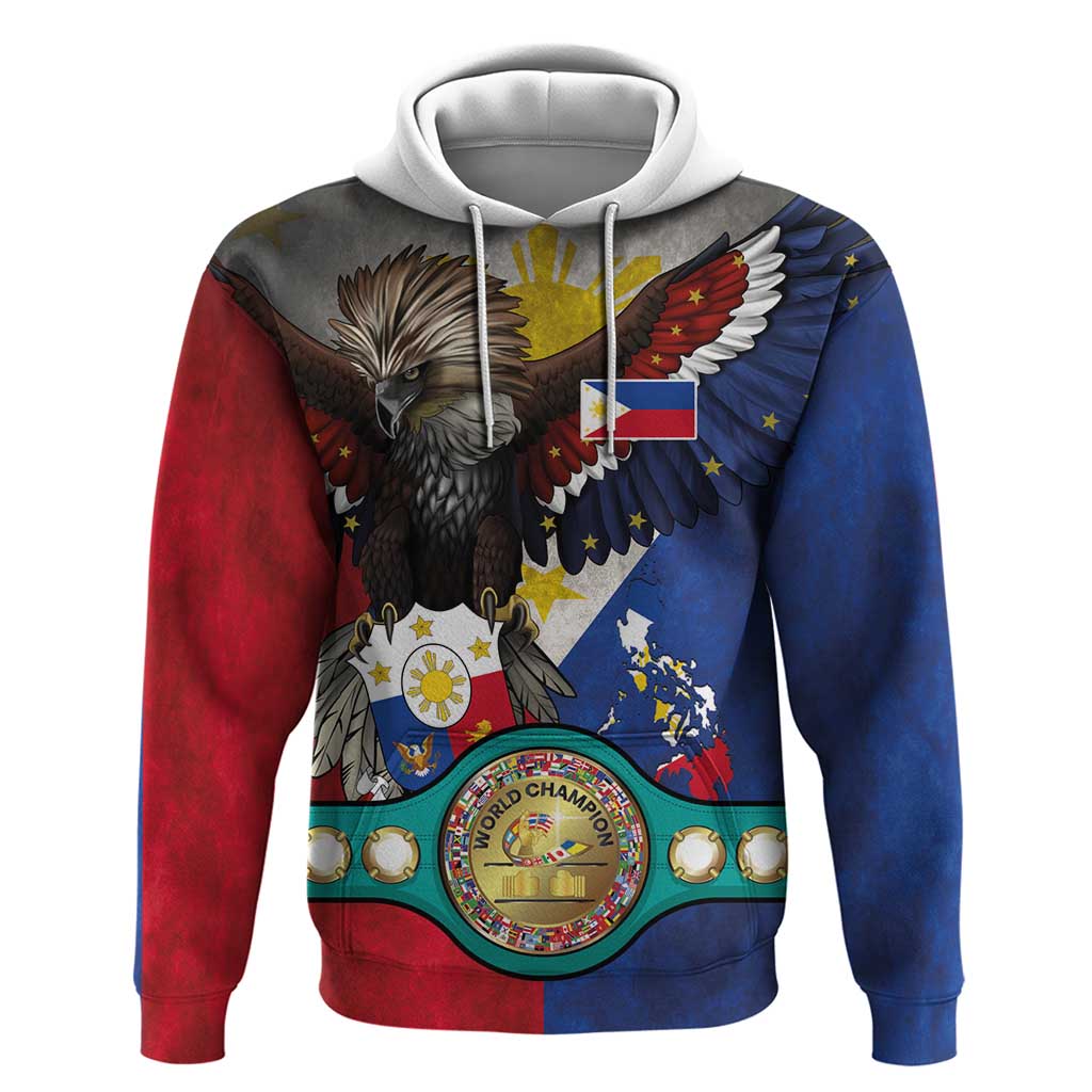 Custom Philippines World Champion Boxing Hoodie Eagle-Grunge Design - Polynesian Pride