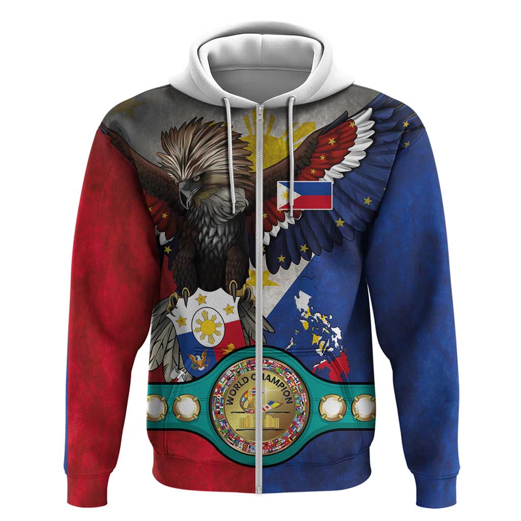 Custom Philippines World Champion Boxing Hoodie Eagle-Grunge Design - Polynesian Pride