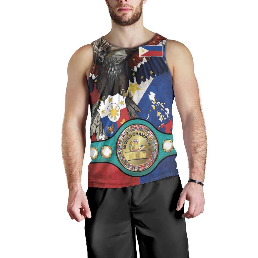 Custom Philippines World Champion Boxing Men Tank Top Eagle-Grunge Design - Polynesian Pride