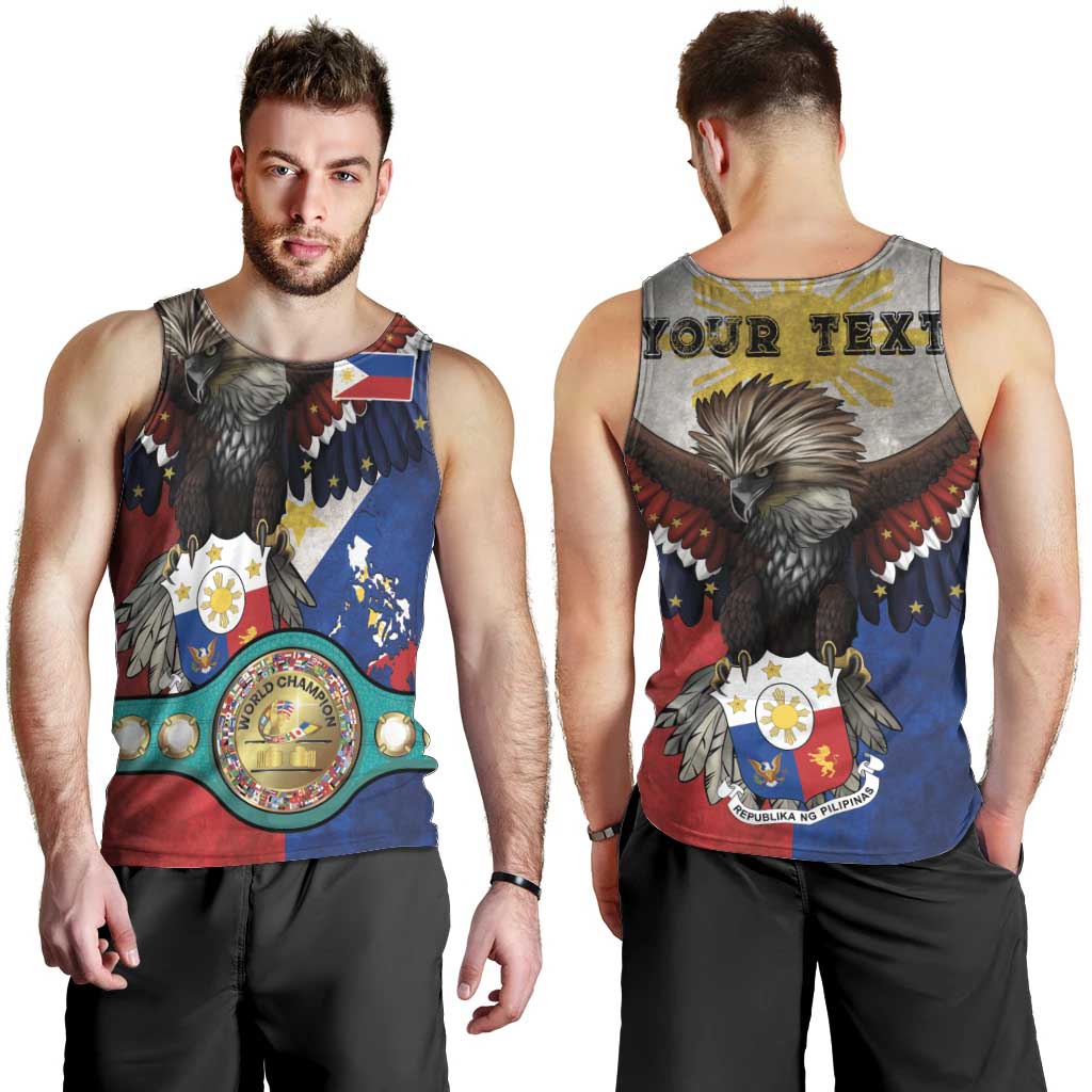 Custom Philippines World Champion Boxing Men Tank Top Eagle-Grunge Design - Polynesian Pride