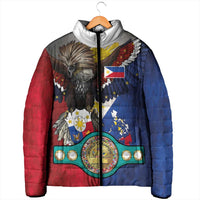 Custom Philippines World Champion Boxing Padded Jacket Eagle-Grunge Design - Polynesian Pride