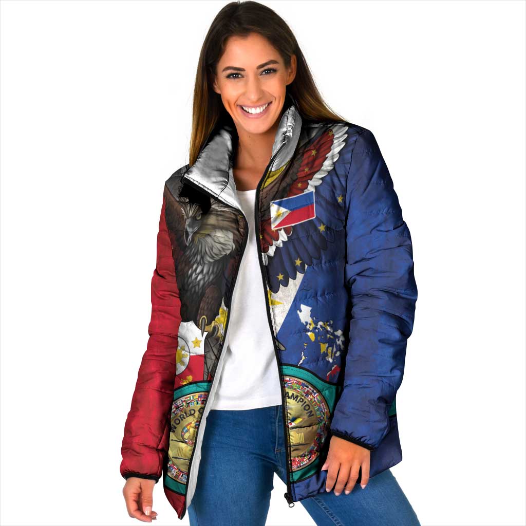 Custom Philippines World Champion Boxing Padded Jacket Eagle-Grunge Design - Polynesian Pride
