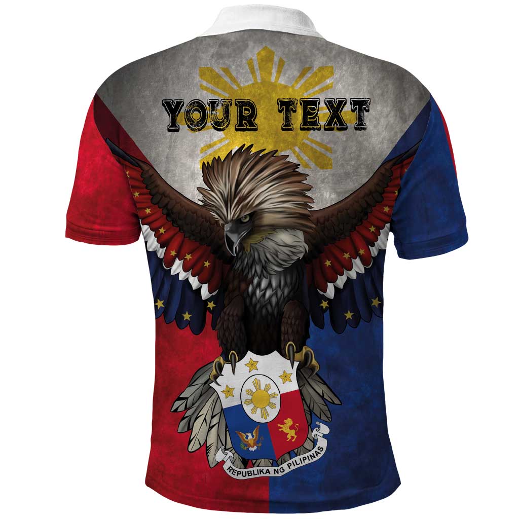 Custom Philippines World Champion Boxing Polo Shirt Eagle-Grunge Design - Polynesian Pride