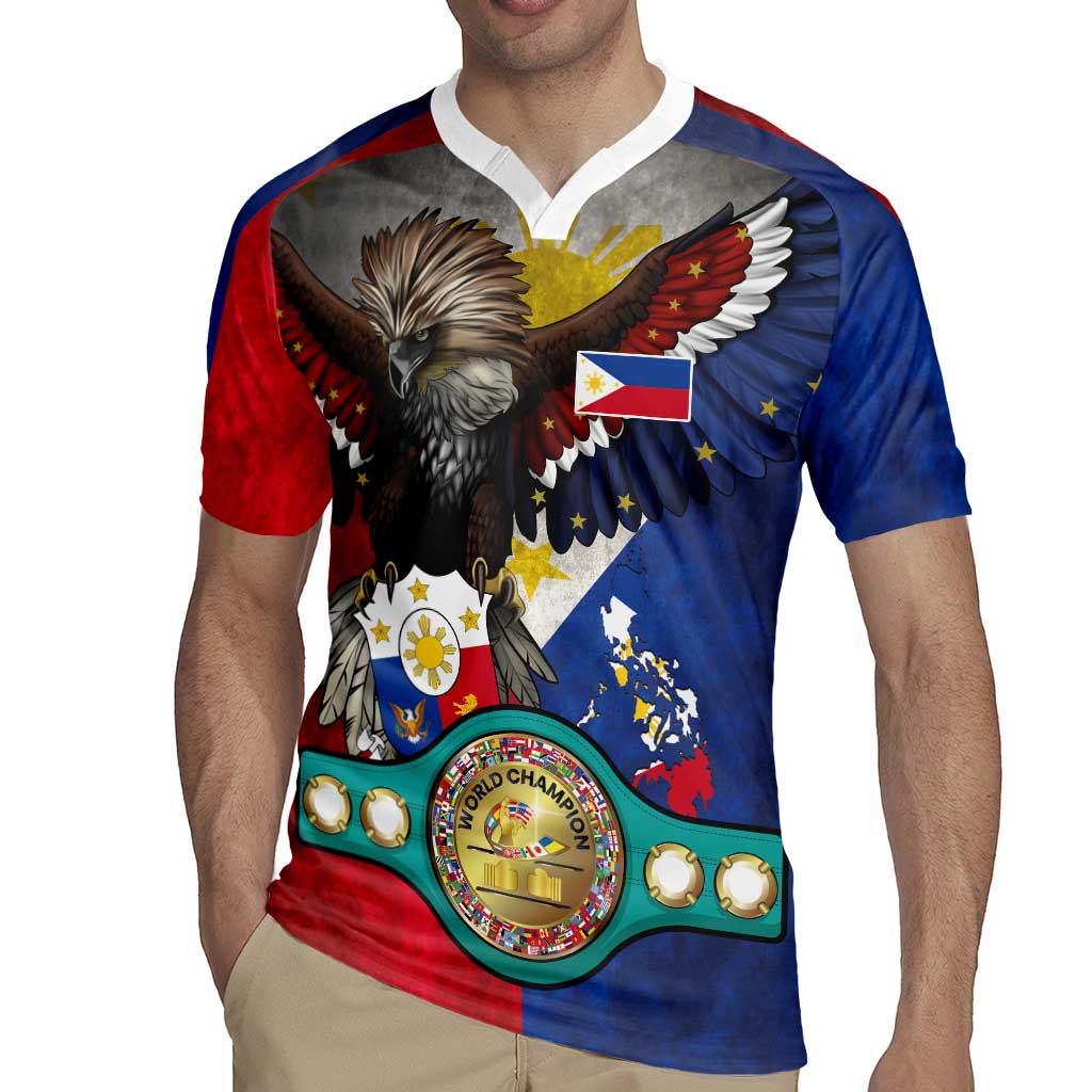 Custom Philippines World Champion Boxing Rugby Jersey Eagle-Grunge Design - Polynesian Pride