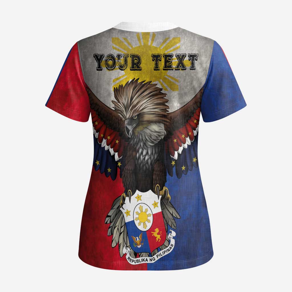 Custom Philippines World Champion Boxing Scrub Top Eagle-Grunge Design - Polynesian Pride