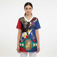 Custom Philippines World Champion Boxing Scrub Top Eagle-Grunge Design - Polynesian Pride