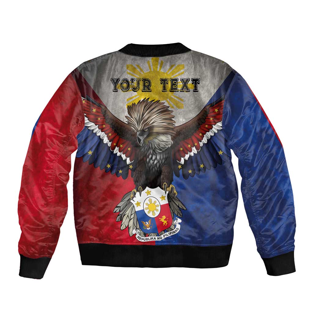 Custom Philippines World Champion Boxing Sleeve Zip Bomber Jacket Eagle-Grunge Design - Polynesian Pride