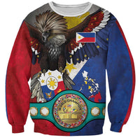 Custom Philippines World Champion Boxing Sweatshirt Eagle-Grunge Design - Polynesian Pride