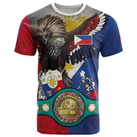 Custom Philippines World Champion Boxing T Shirt Eagle-Grunge Design - Polynesian Pride