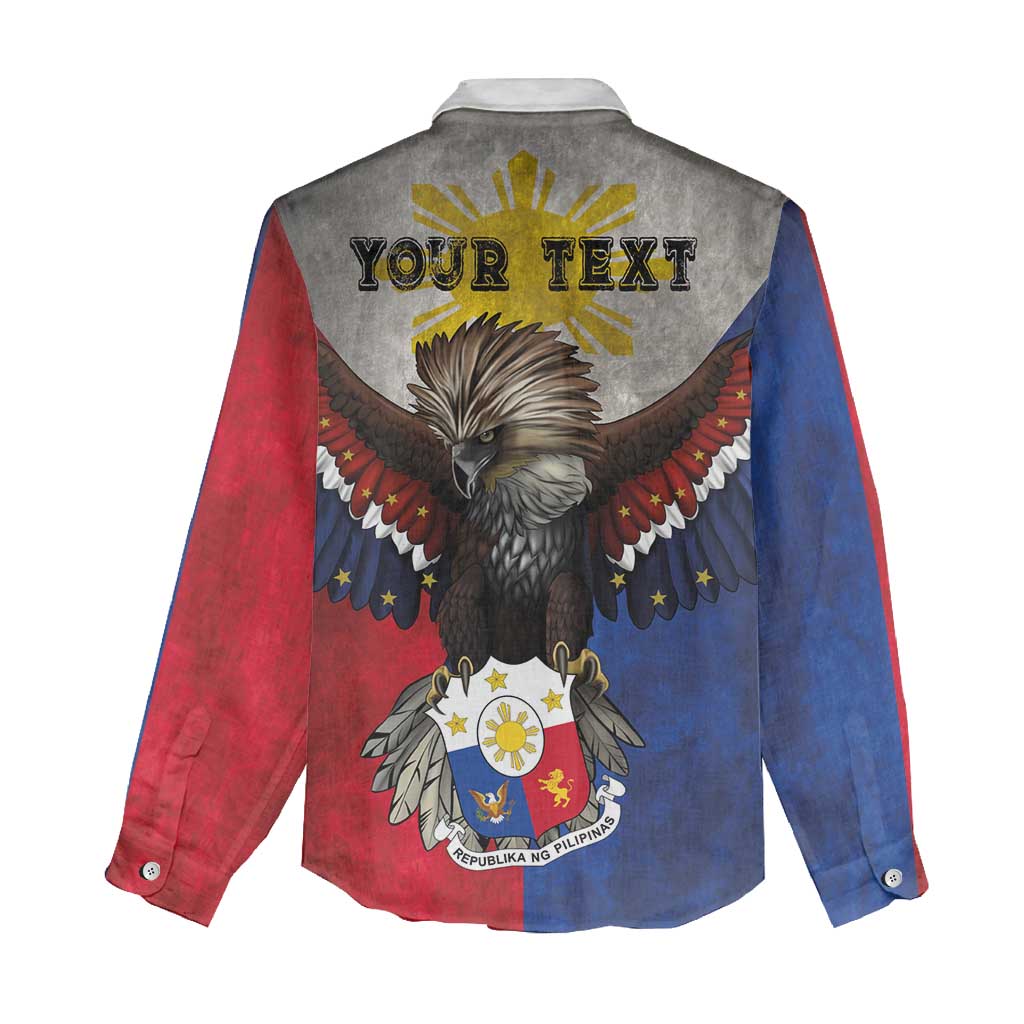 Custom Philippines World Champion Boxing Women Casual Shirt Eagle-Grunge Design - Polynesian Pride