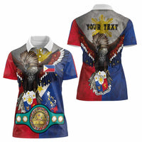 Custom Philippines World Champion Boxing Women Polo Shirt Eagle-Grunge Design - Polynesian Pride