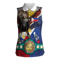 Custom Philippines World Champion Boxing Women Sleeveless Polo Shirt Eagle-Grunge Design - Polynesian Pride