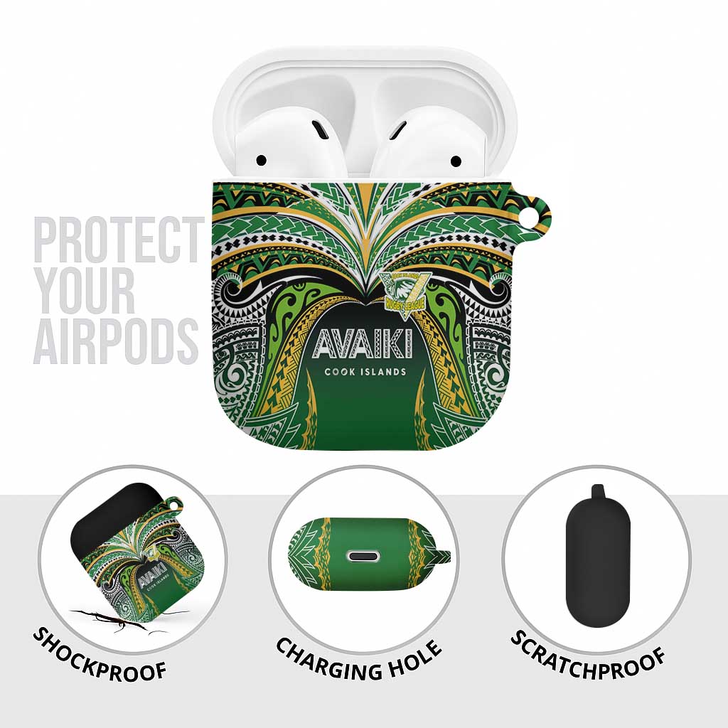 Cook Islands Rugby League AirPods Case Avaiki Tatau Tribal Motifs Black Color - Polynesian Pride
