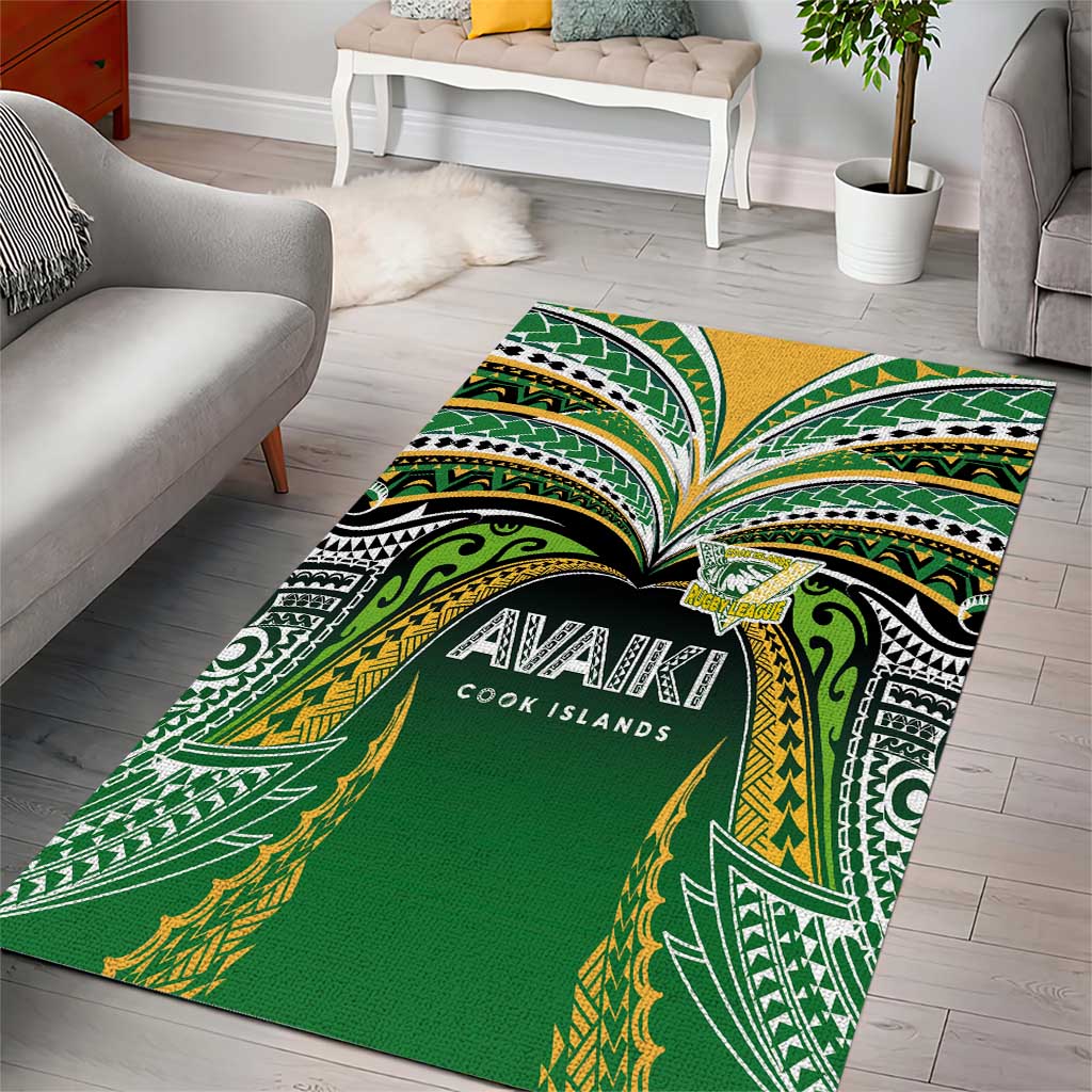 Cook Islands Rugby League Area Rug Avaiki Tatau Tribal Motifs Black Color - Polynesian Pride