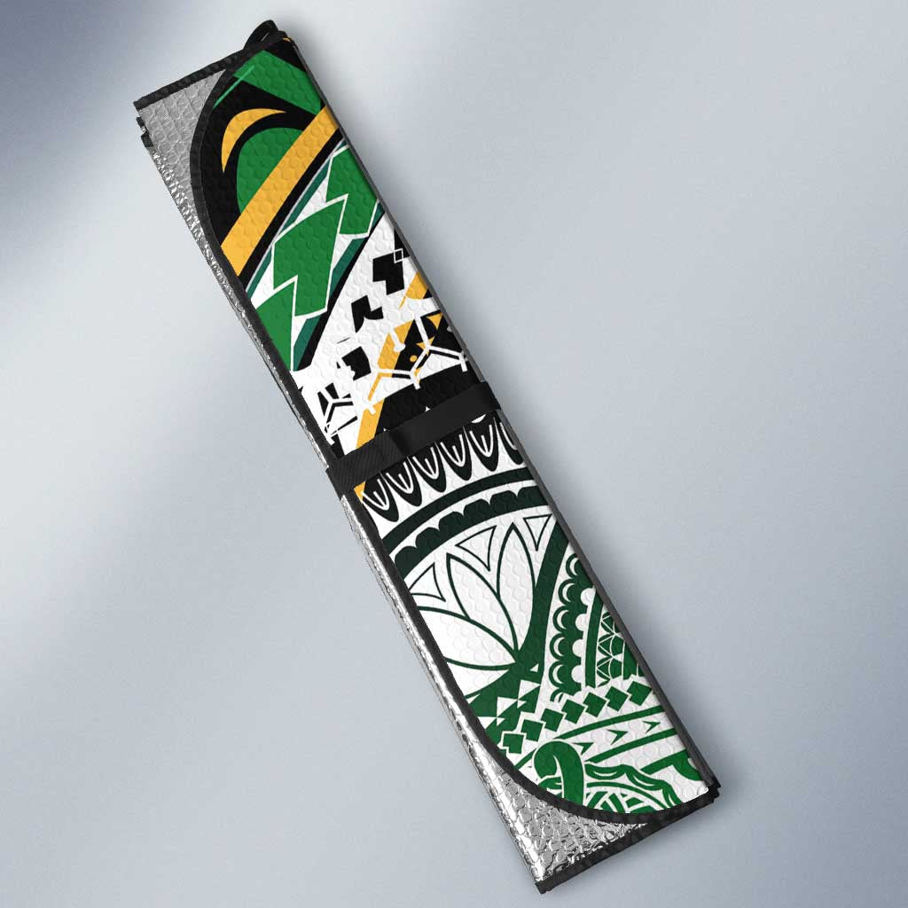 Cook Islands Rugby League Auto Sun Shade Avaiki Tatau Tribal Motifs Black Color - Polynesian Pride