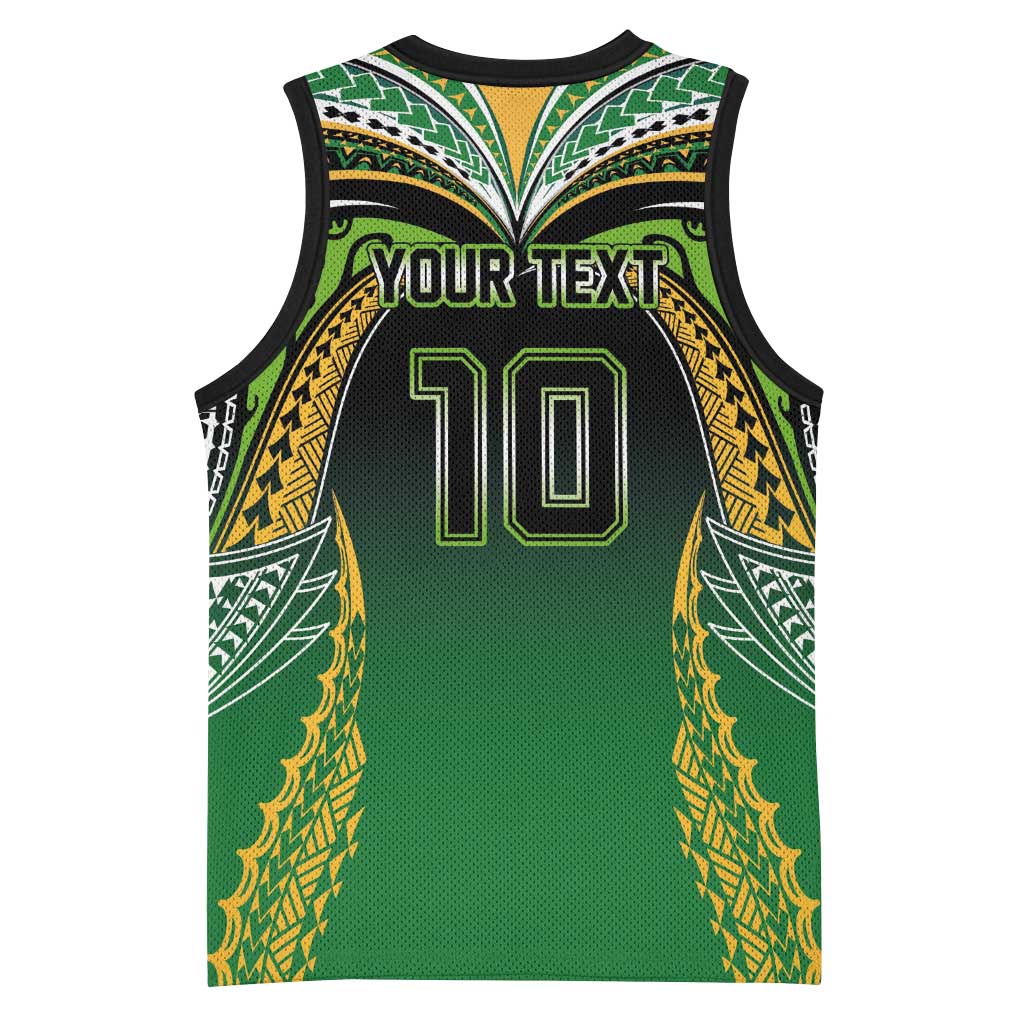 Custom Cook Islands Rugby League Basketball Jersey Avaiki Tatau Tribal Motifs Black Color - Polynesian Pride