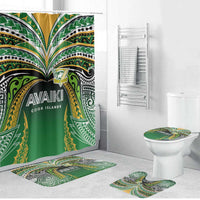 Cook Islands Rugby League Bathroom Set Avaiki Tatau Tribal Motifs Black Color - Polynesian Pride