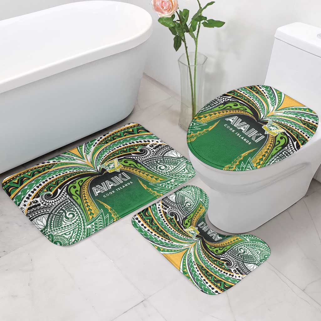 Cook Islands Rugby League Bathroom Set Avaiki Tatau Tribal Motifs Black Color - Polynesian Pride