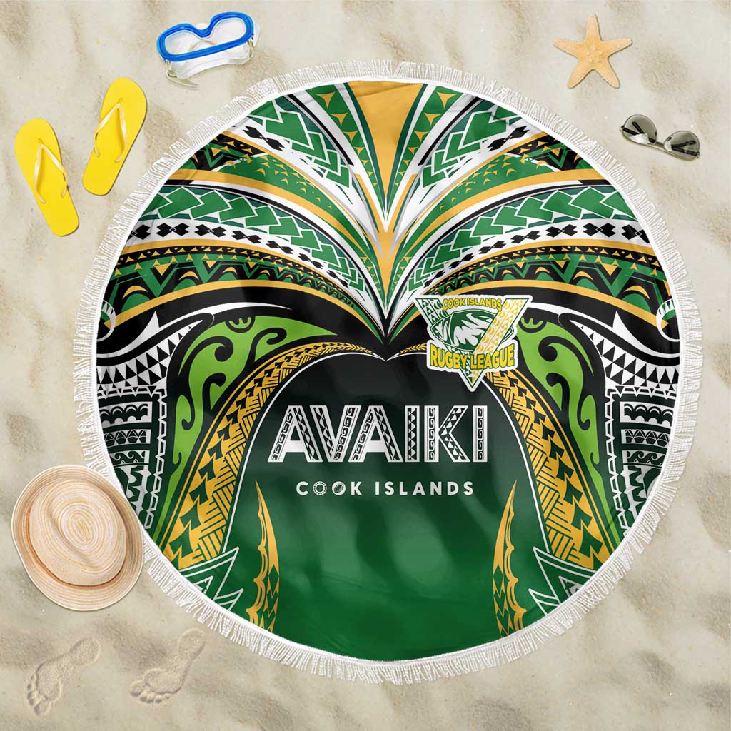 Cook Islands Rugby League Beach Blanket Avaiki Tatau Tribal Motifs Black Color - Polynesian Pride