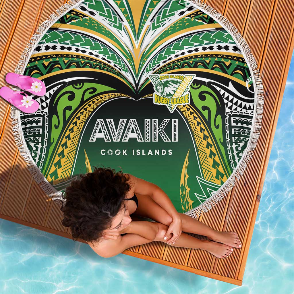 Cook Islands Rugby League Beach Blanket Avaiki Tatau Tribal Motifs Black Color - Polynesian Pride