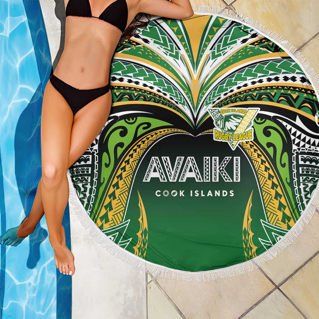 Cook Islands Rugby League Beach Blanket Avaiki Tatau Tribal Motifs Black Color - Polynesian Pride