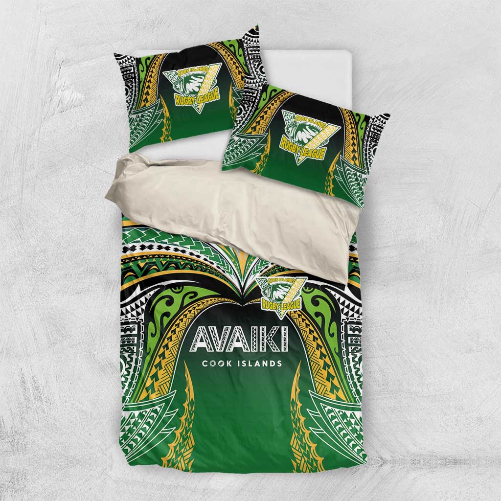 Cook Islands Rugby League Bedding Set Avaiki Tatau Tribal Motifs Black Color - Polynesian Pride