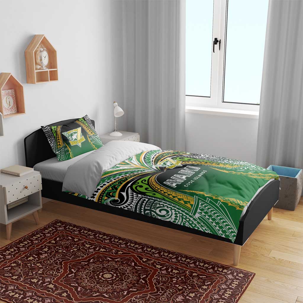 Cook Islands Rugby League Bedding Set Avaiki Tatau Tribal Motifs Black Color - Polynesian Pride