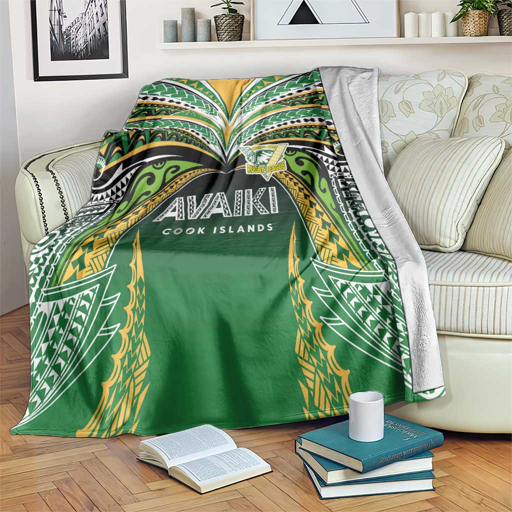 Cook Islands Rugby League Blanket Avaiki Tatau Tribal Motifs Black Color - Polynesian Pride