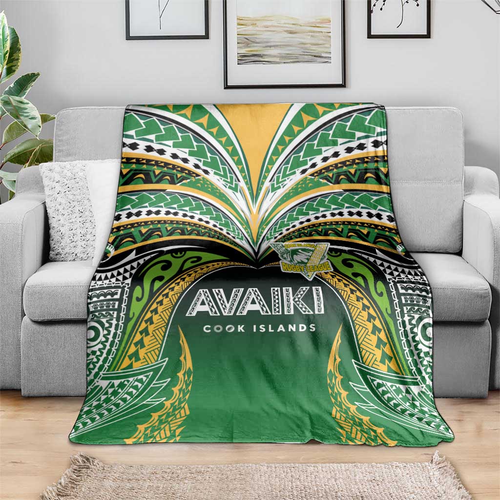 Cook Islands Rugby League Blanket Avaiki Tatau Tribal Motifs Black Color - Polynesian Pride
