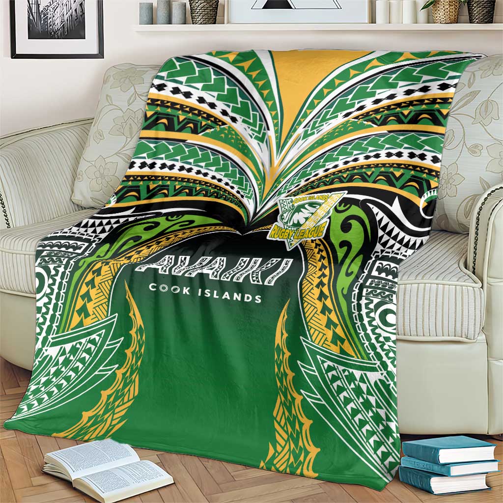 Cook Islands Rugby League Blanket Avaiki Tatau Tribal Motifs Black Color - Polynesian Pride