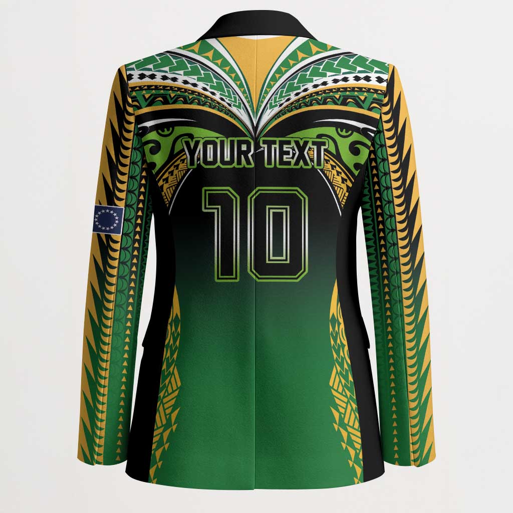 Custom Cook Islands Rugby League Blazer Avaiki Tatau Tribal Motifs Black Color - Polynesian Pride