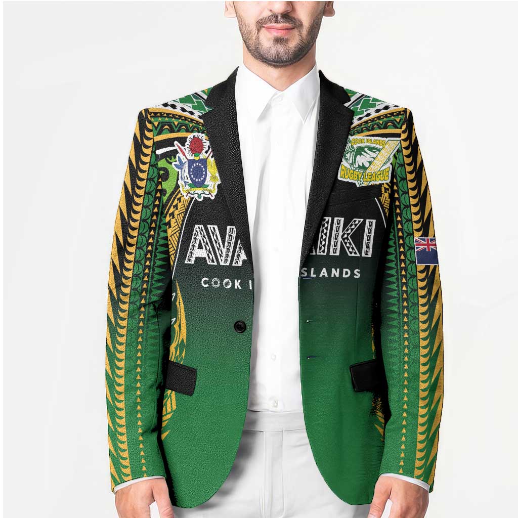 Custom Cook Islands Rugby League Blazer Avaiki Tatau Tribal Motifs Black Color - Polynesian Pride