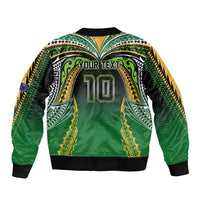 Custom Cook Islands Rugby League Bomber Jacket Avaiki Tatau Tribal Motifs Black Color - Polynesian Pride