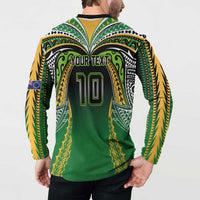 Custom Cook Islands Rugby League Button Sweatshirt Avaiki Tatau Tribal Motifs Black Color - Polynesian Pride