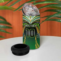 Custom Cook Islands Rugby League 4 in 1 Can Cooler Tumbler Avaiki Tatau Tribal Motifs Black Color - Polynesian Pride