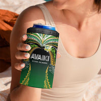 Custom Cook Islands Rugby League 4 in 1 Can Cooler Tumbler Avaiki Tatau Tribal Motifs Black Color - Polynesian Pride