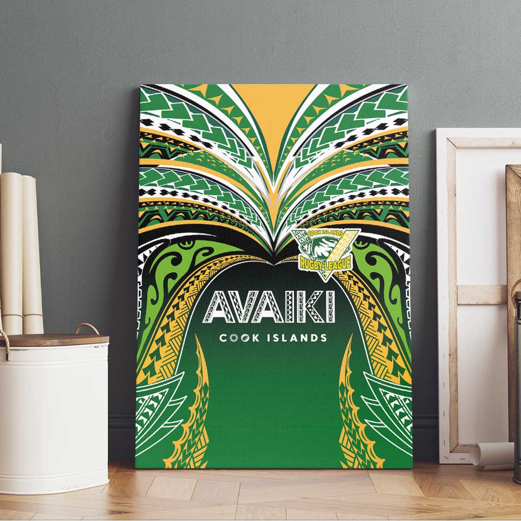Cook Islands Rugby League Canvas Wall Art Avaiki Tatau Tribal Motifs Black Color - Polynesian Pride