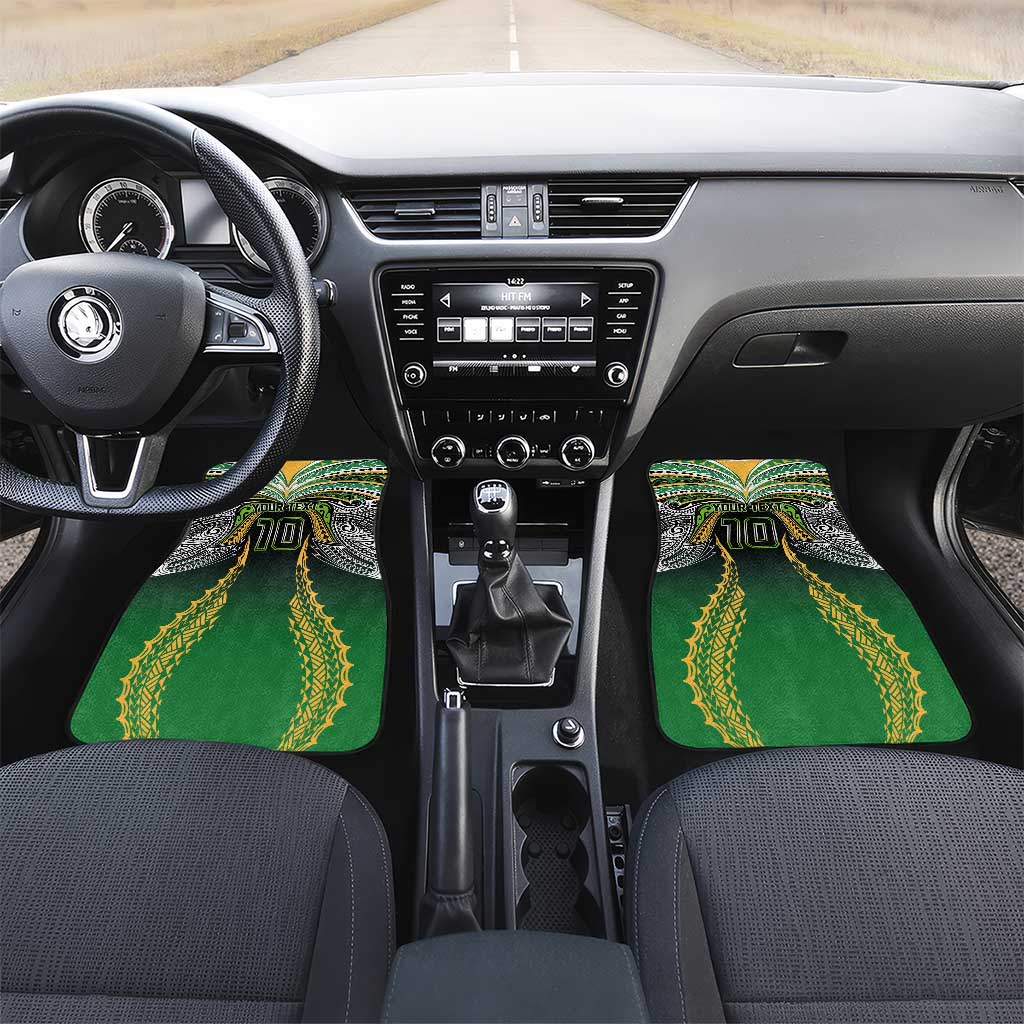 Custom Cook Islands Rugby League Car Mats Avaiki Tatau Tribal Motifs Black Color - Polynesian Pride