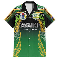 Custom Cook Islands Rugby League Family Matching Long Sleeve Bodycon Dress and Hawaiian Shirt Avaiki Tatau Tribal Motifs Black Color - Polynesian Pride