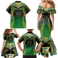 Custom Cook Islands Rugby League Family Matching Mermaid Dress and Hawaiian Shirt Avaiki Tatau Tribal Motifs Black Color - Polynesian Pride