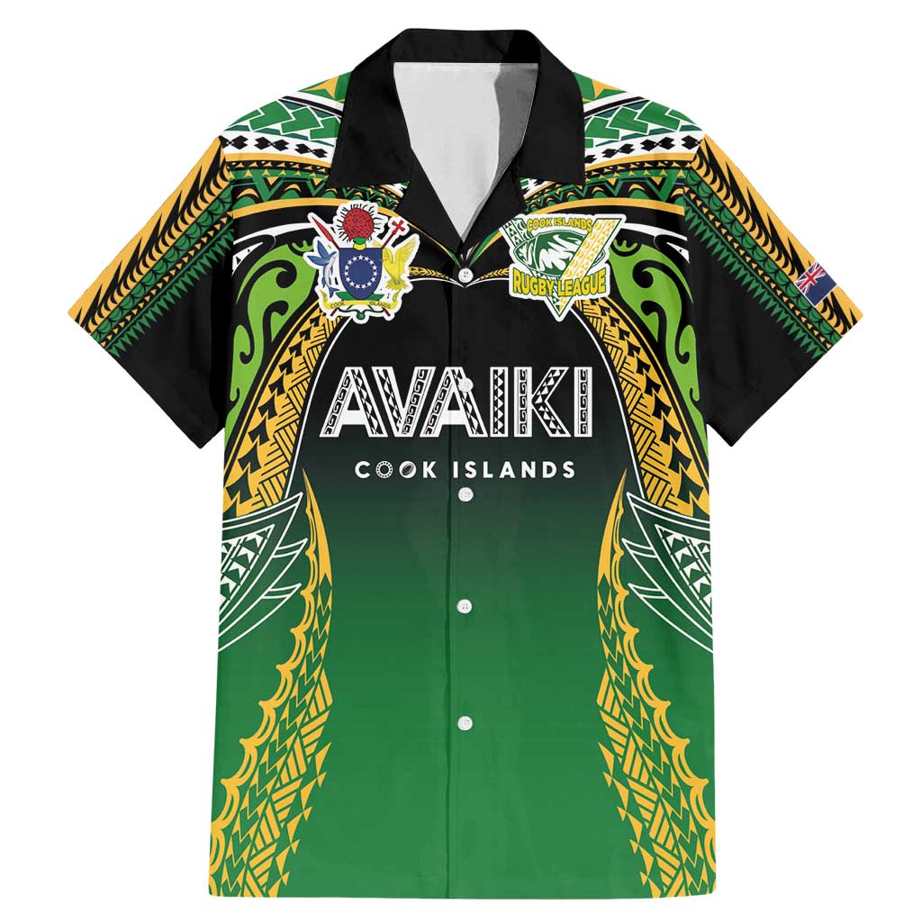 Custom Cook Islands Rugby League Family Matching Mermaid Dress and Hawaiian Shirt Avaiki Tatau Tribal Motifs Black Color - Polynesian Pride