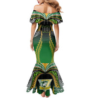 Custom Cook Islands Rugby League Family Matching Mermaid Dress and Hawaiian Shirt Avaiki Tatau Tribal Motifs Black Color - Polynesian Pride