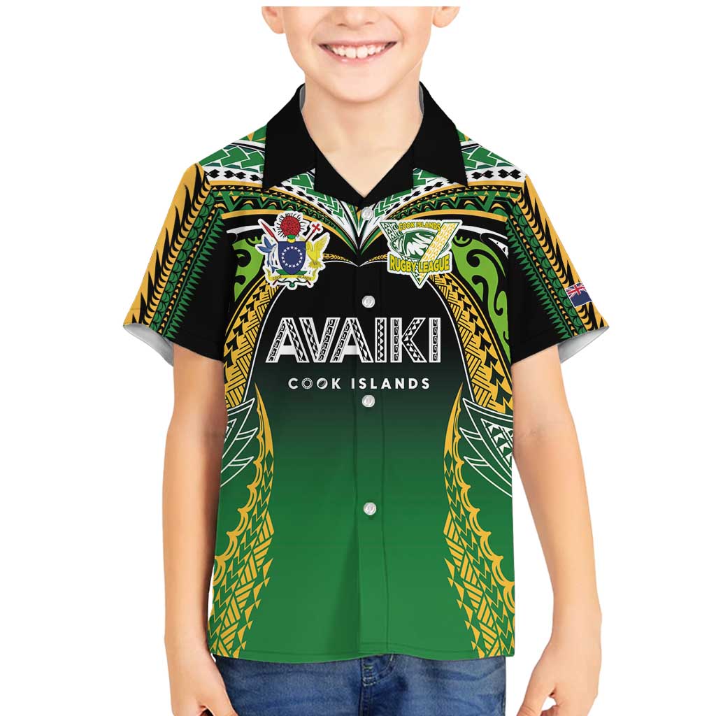Custom Cook Islands Rugby League Family Matching Mermaid Dress and Hawaiian Shirt Avaiki Tatau Tribal Motifs Black Color - Polynesian Pride