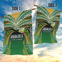 Cook Islands Rugby League Garden Flag Avaiki Tatau Tribal Motifs Black Color - Polynesian Pride