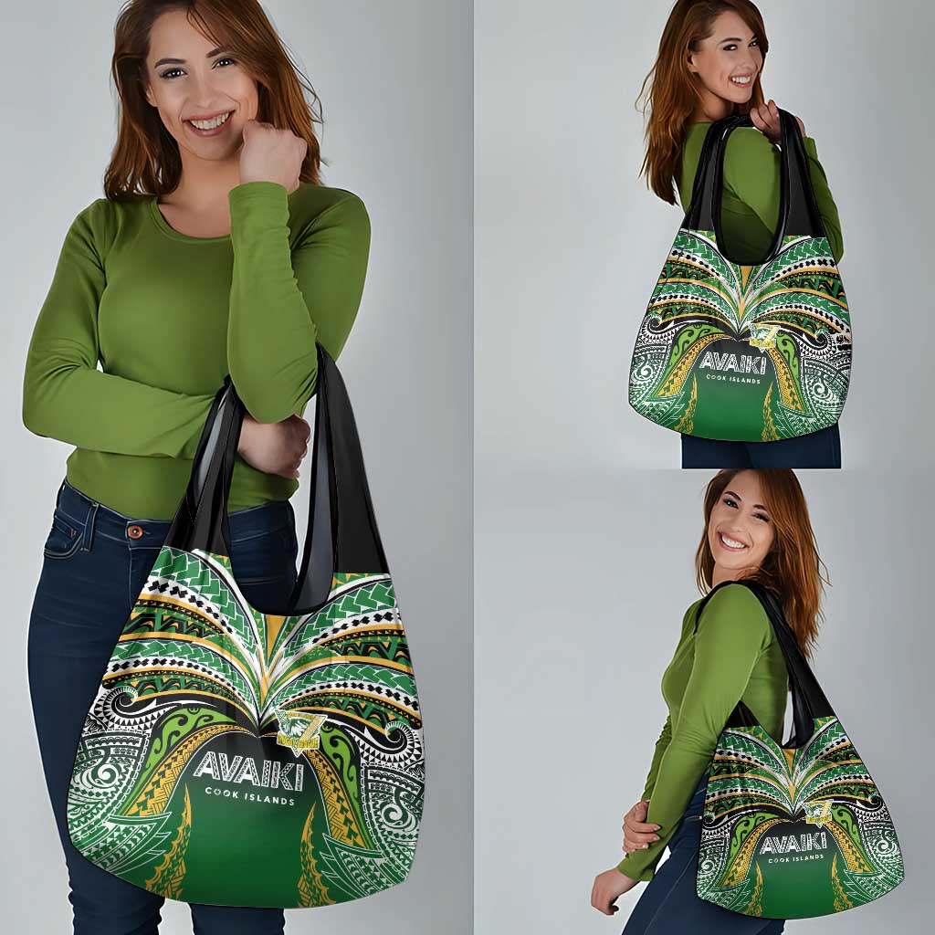 Cook Islands Rugby League Grocery Bag Avaiki Tatau Tribal Motifs Black Color - Polynesian Pride