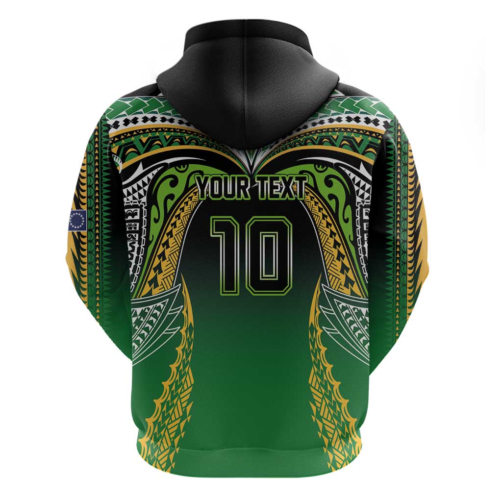 Custom Cook Islands Rugby League Hoodie Avaiki Tatau Tribal Motifs Black Color - Polynesian Pride