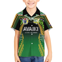 Custom Cook Islands Rugby League Kid Hawaiian Shirt Avaiki Tatau Tribal Motifs Black Color - Polynesian Pride