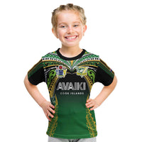 Custom Cook Islands Rugby League Kid T Shirt Avaiki Tatau Tribal Motifs Black Color - Polynesian Pride